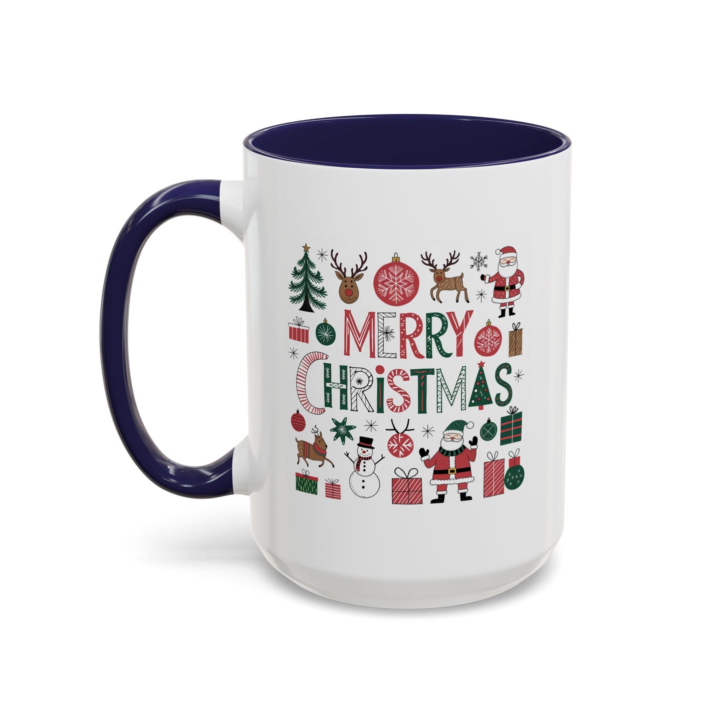 Christmas Mug - Merry Christmas Red White & Green Text Collage