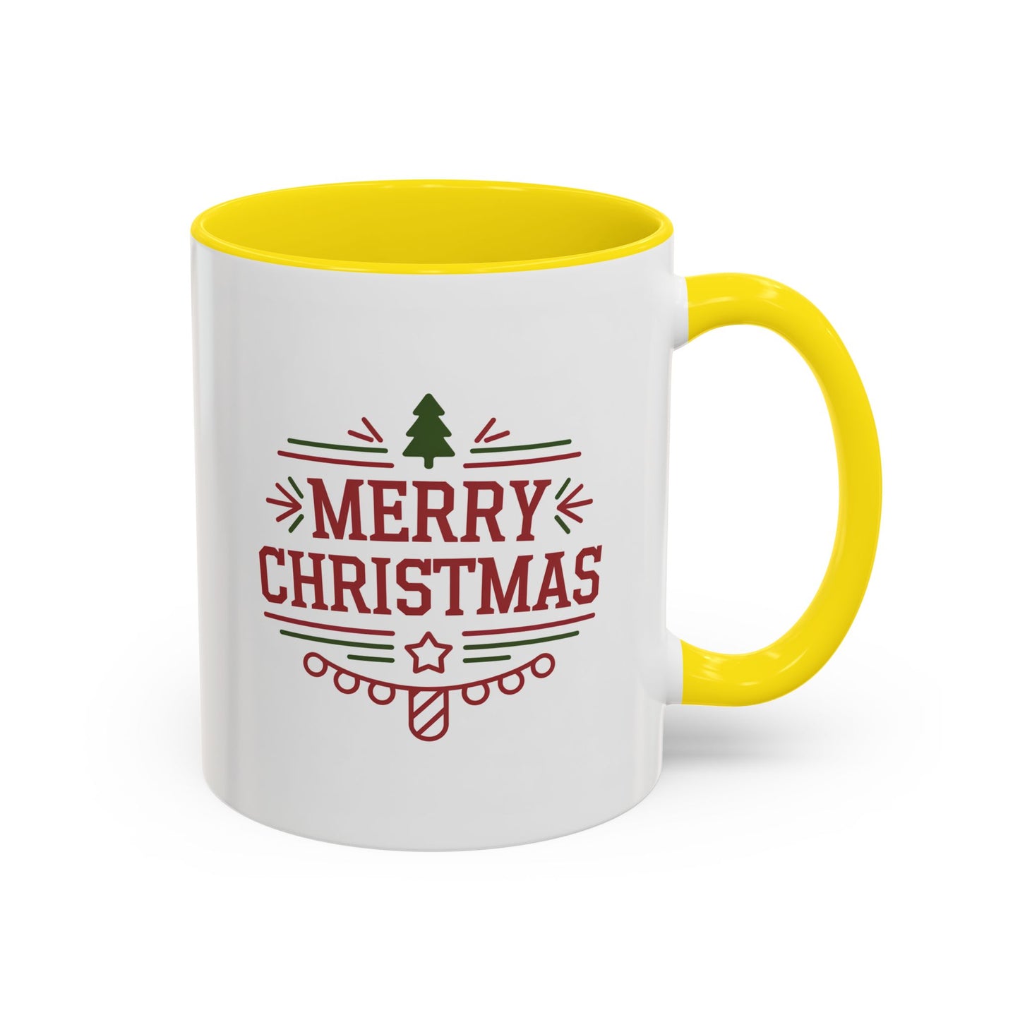 Christmas Mug - Merry Christmas Maroon Text Tree Star