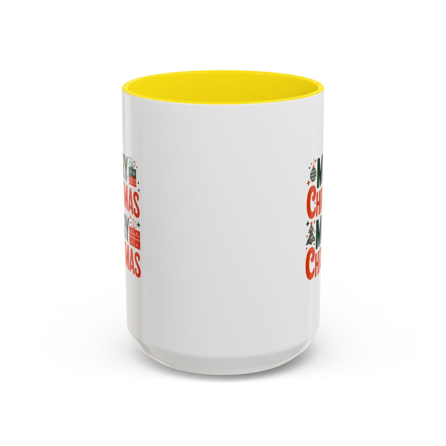 Christmas Mug - Green & Red Text Tree Presents