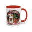 Christmas Mug - Merry Christmas Red Text Cat Presents Wreath