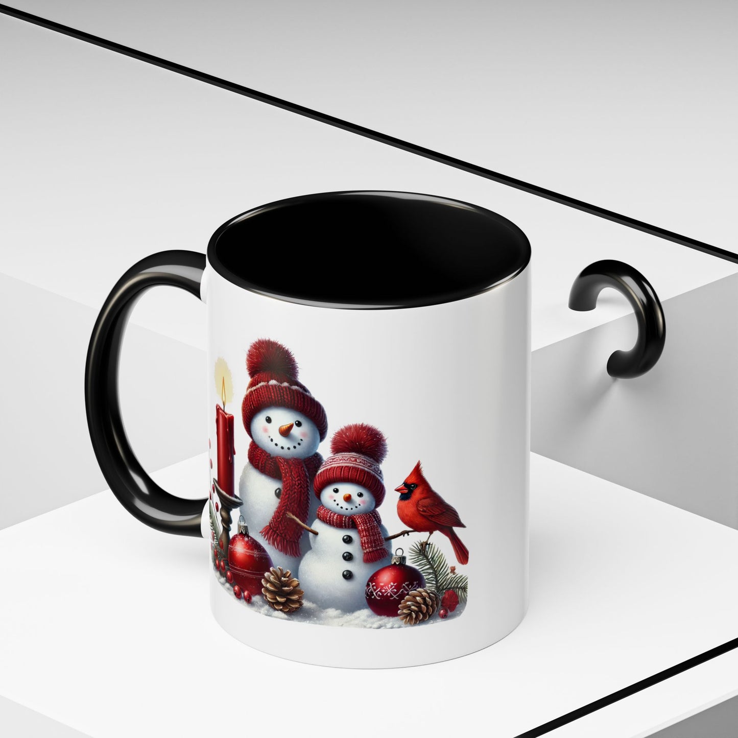 Christmas Mug - Burgundy Snowman Family