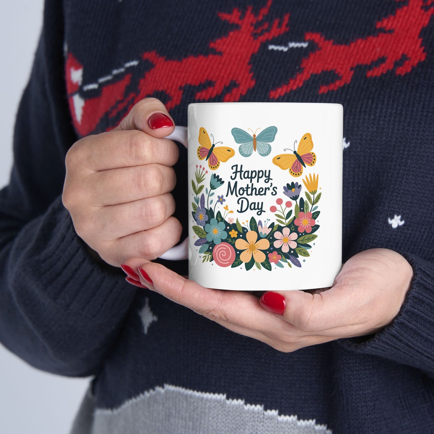 Mother's Day Mug - Happy Mother's Day Floral Butterflies
