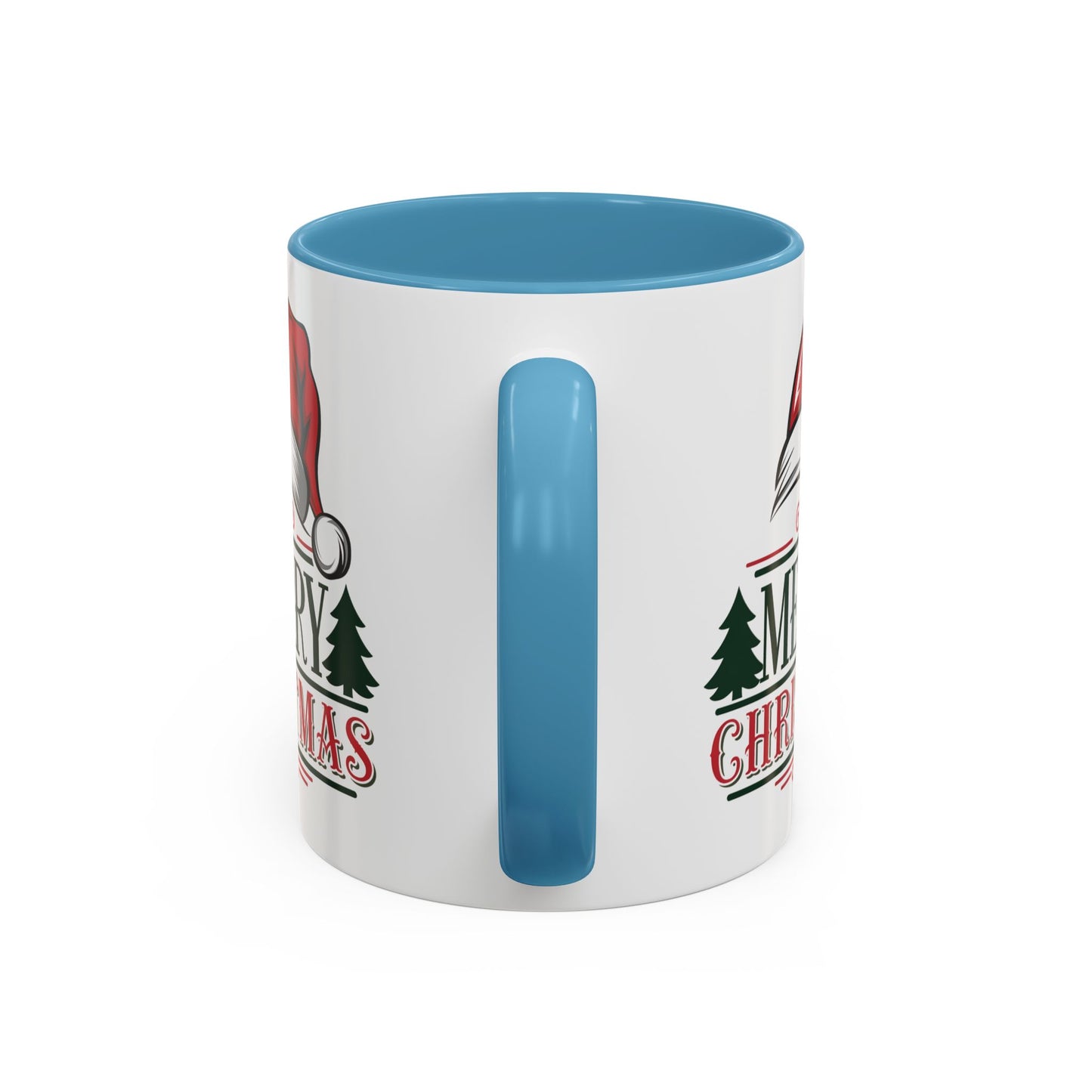 Christmas Mug - Merry Christmas Green & Red Text Red Hat