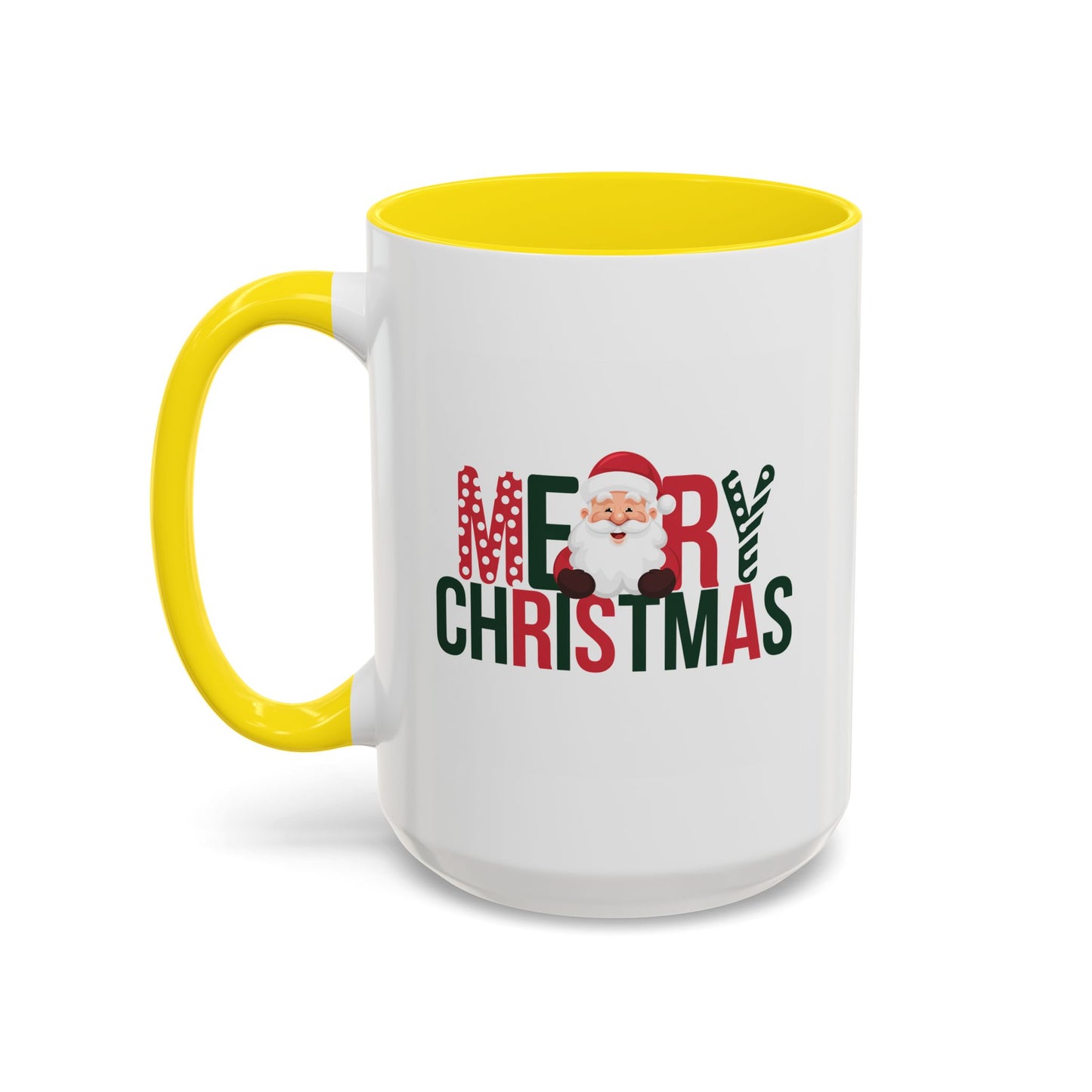 Christmas Mug - Merry Christmas Green & Red Text Santa
