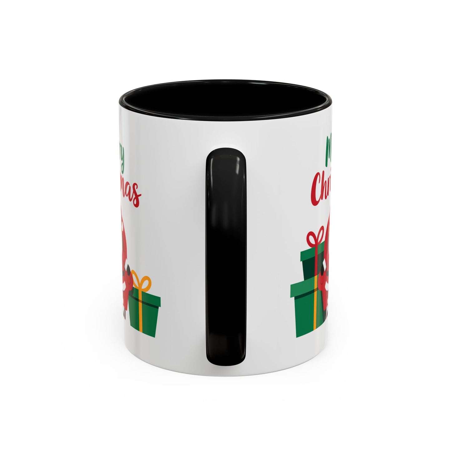 Christmas Mug - Merry Christmas Green & Red Text Santa Presents