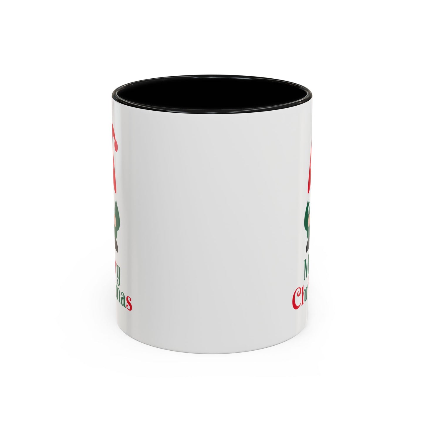 Christmas Mug - Merry Christmas Green & Red Text Gnome Candy Cane
