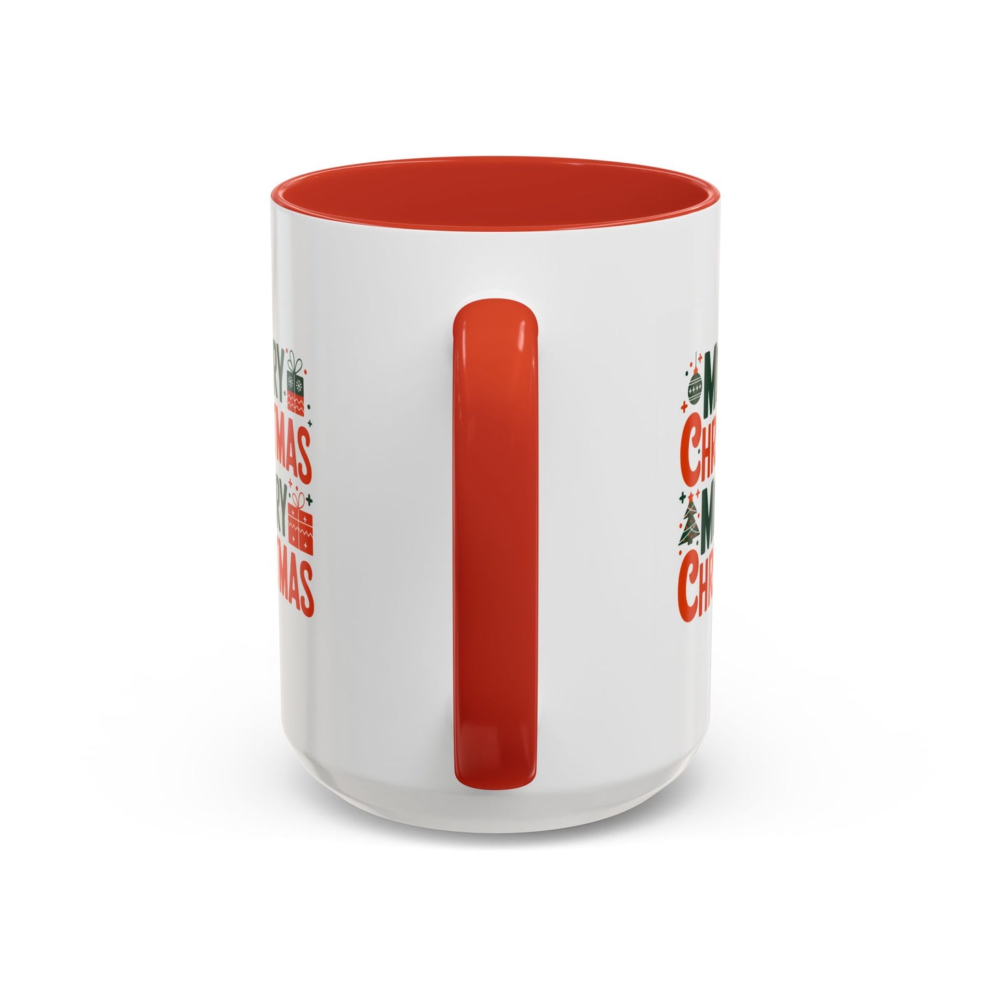 Christmas Mug - Green & Red Text Tree Presents