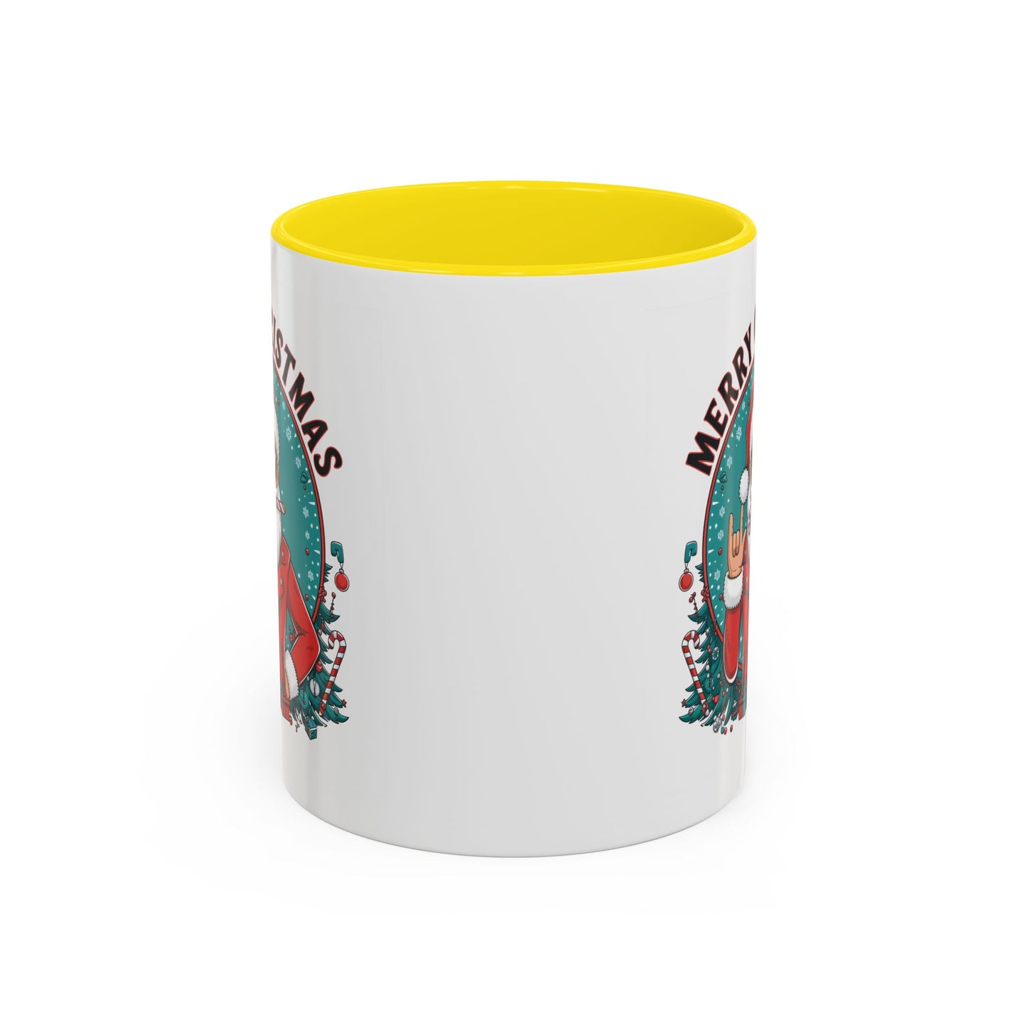 Christmas Mug - Merry Christmas Black & Red Text Cool Santa