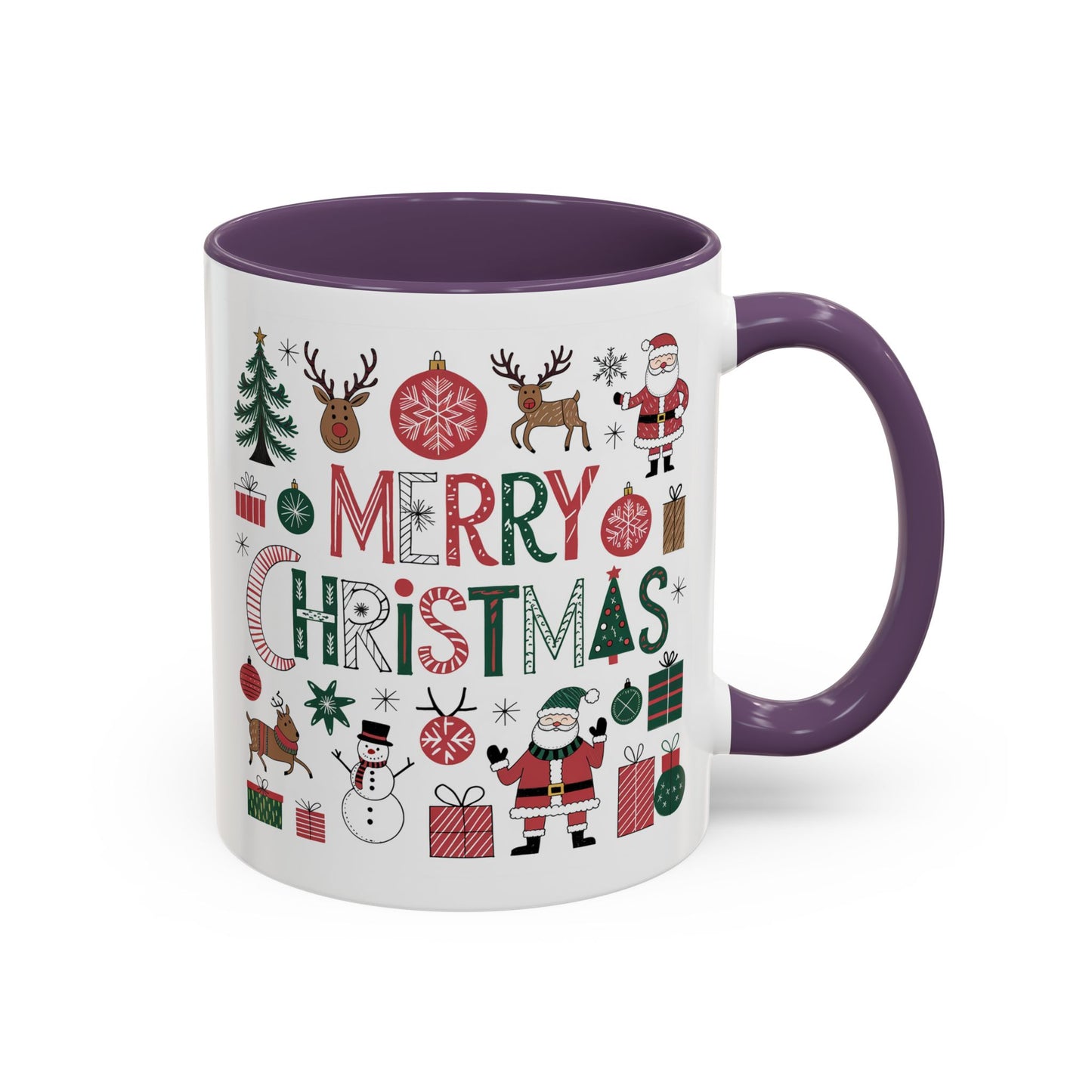 Christmas Mug - Merry Christmas Red White & Green Text Collage