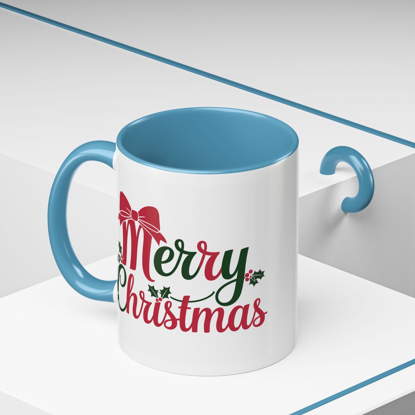 Christmas Mug - Merry Christmas Red & Green Text Bow