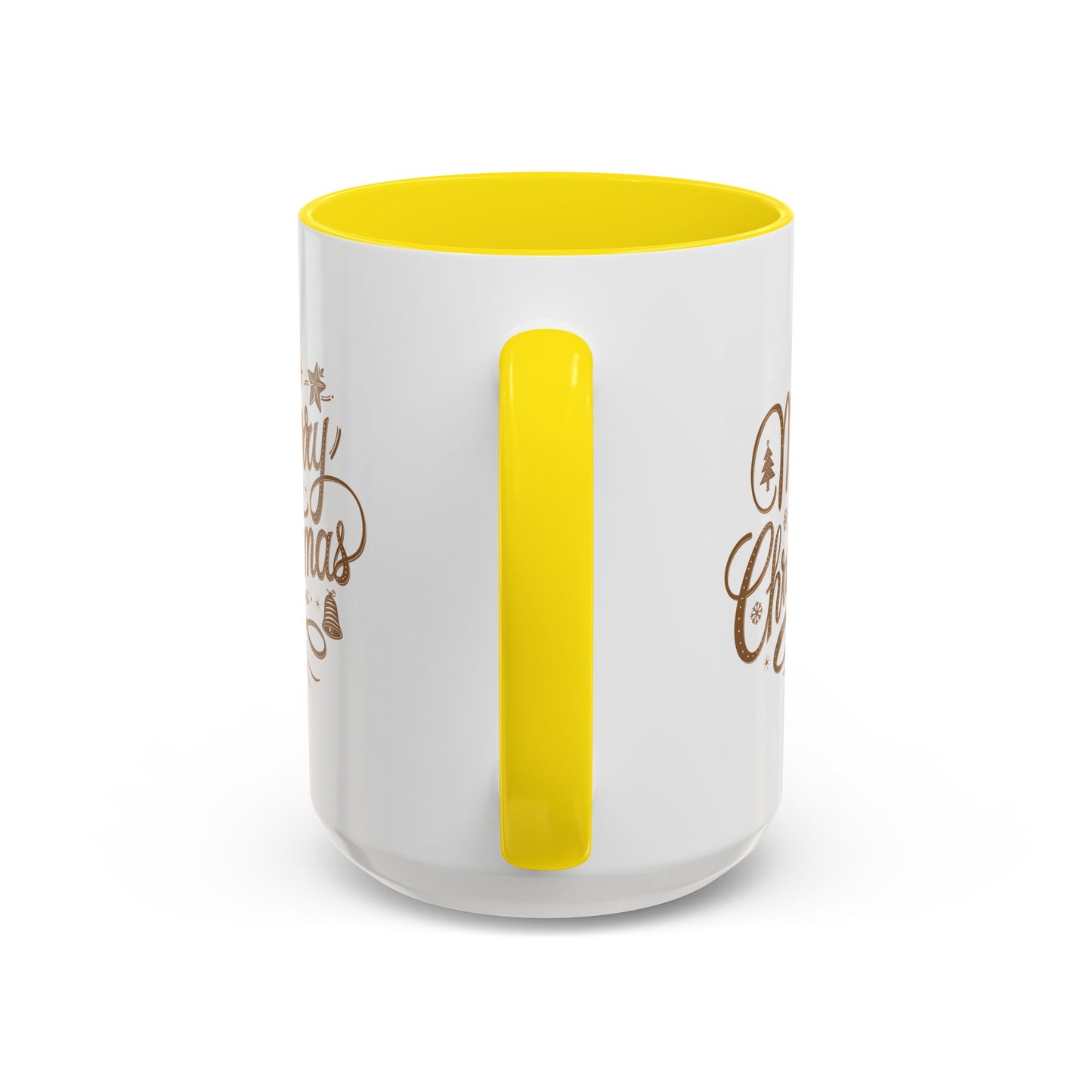 Christmas Mug - Merry Christmas Gold Text Tree Star Ornaments