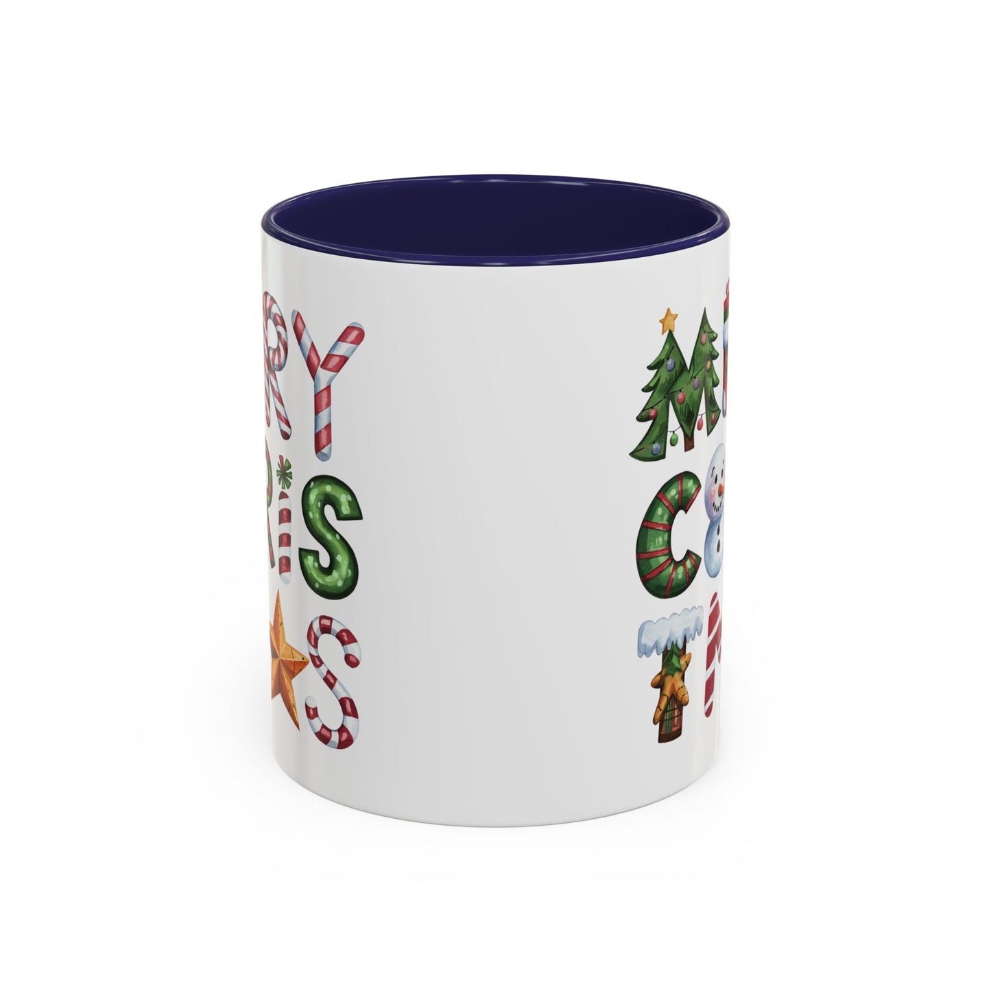 Christmas Mug - Merry Christmas Green Red & Gold Patterned Text