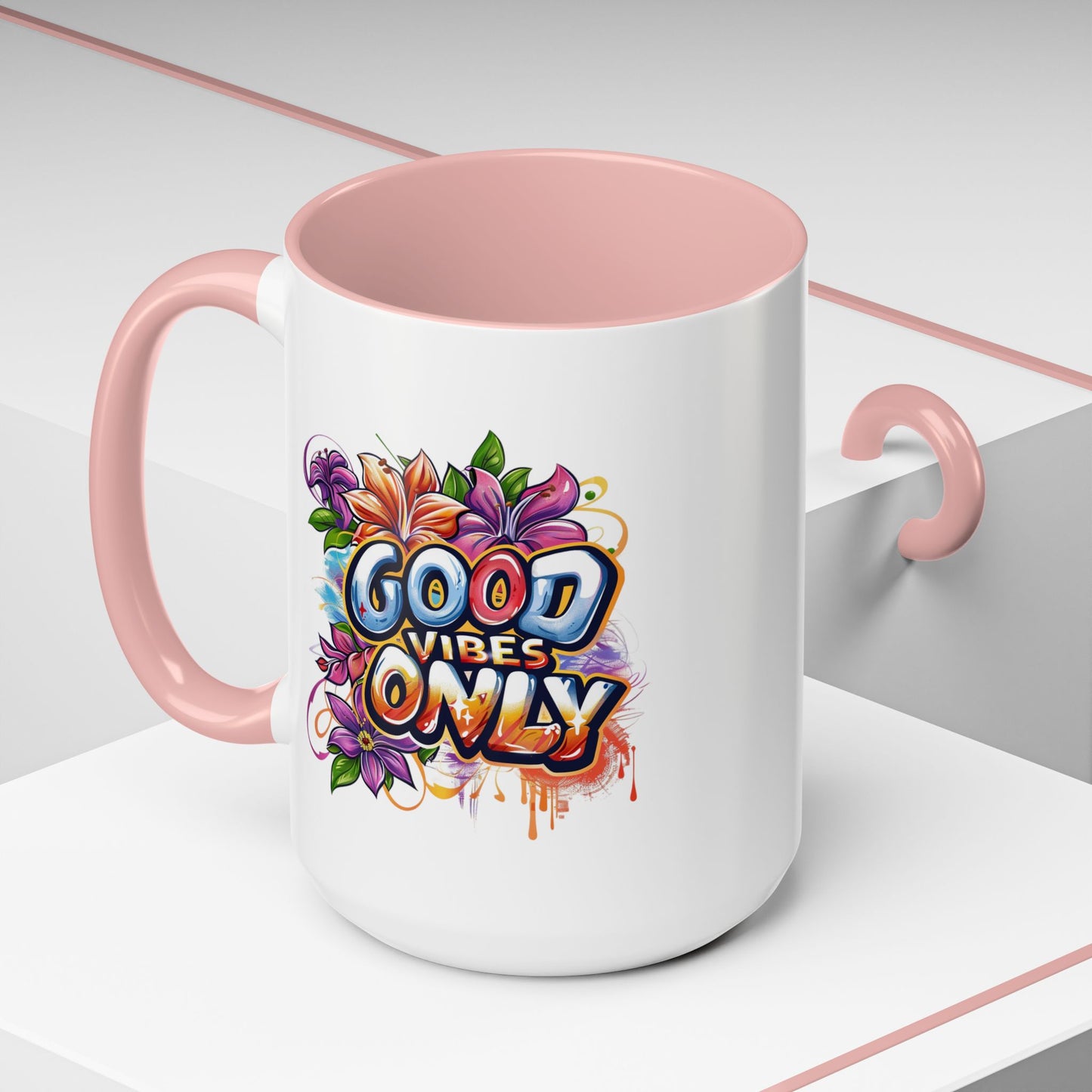Wellness Mug - Good Vibes Only Graffiti Flowers