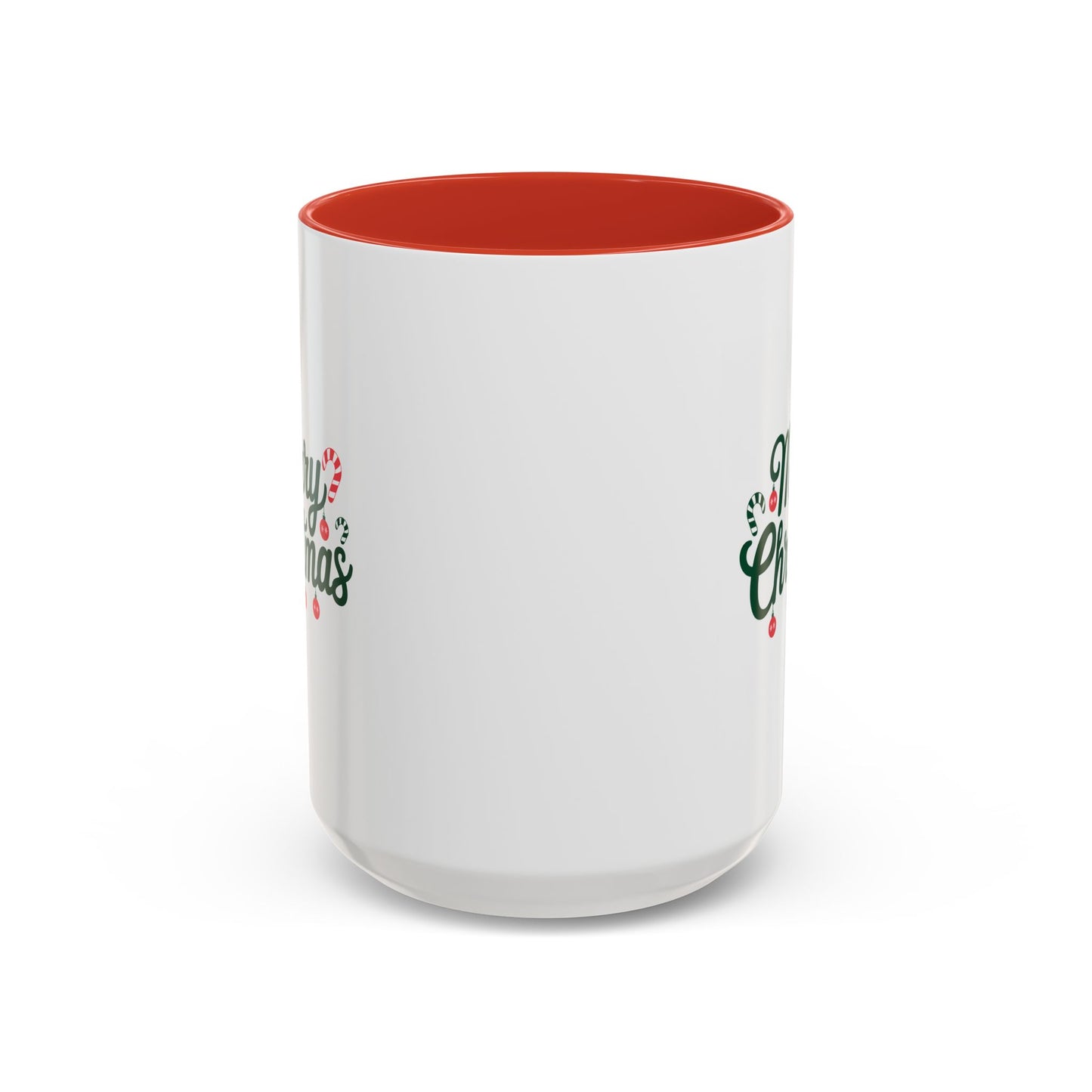 Christmas Mug - Merry Christmas Green Text Ornaments Candy Canes