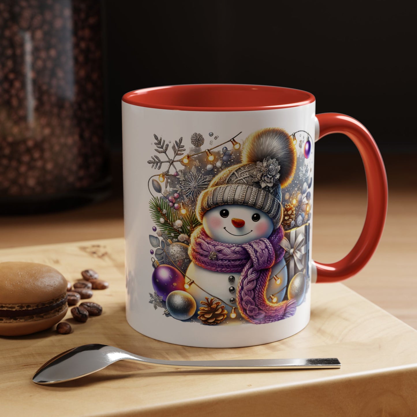 Christmas Mug - Purple and Silver Snowman