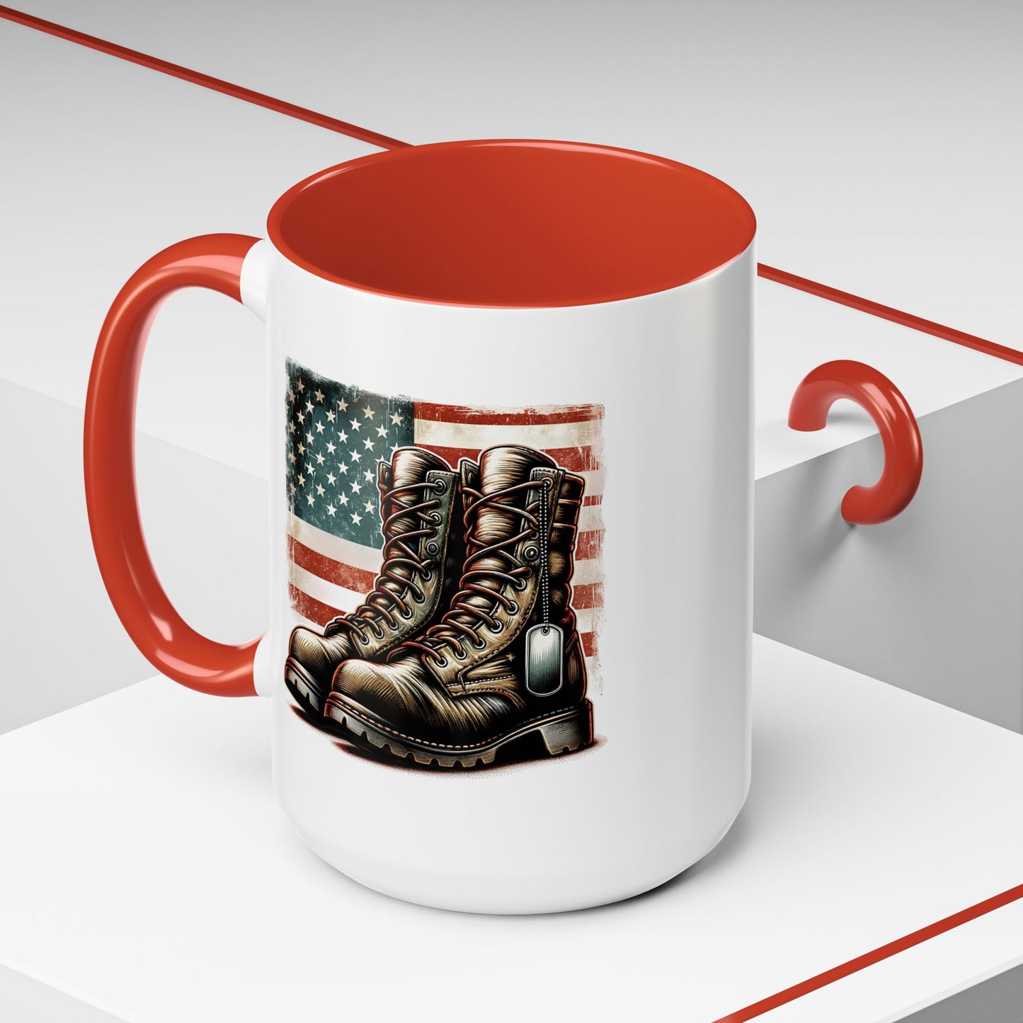 4th of July Mug - Fallen Soldier Boots Flag