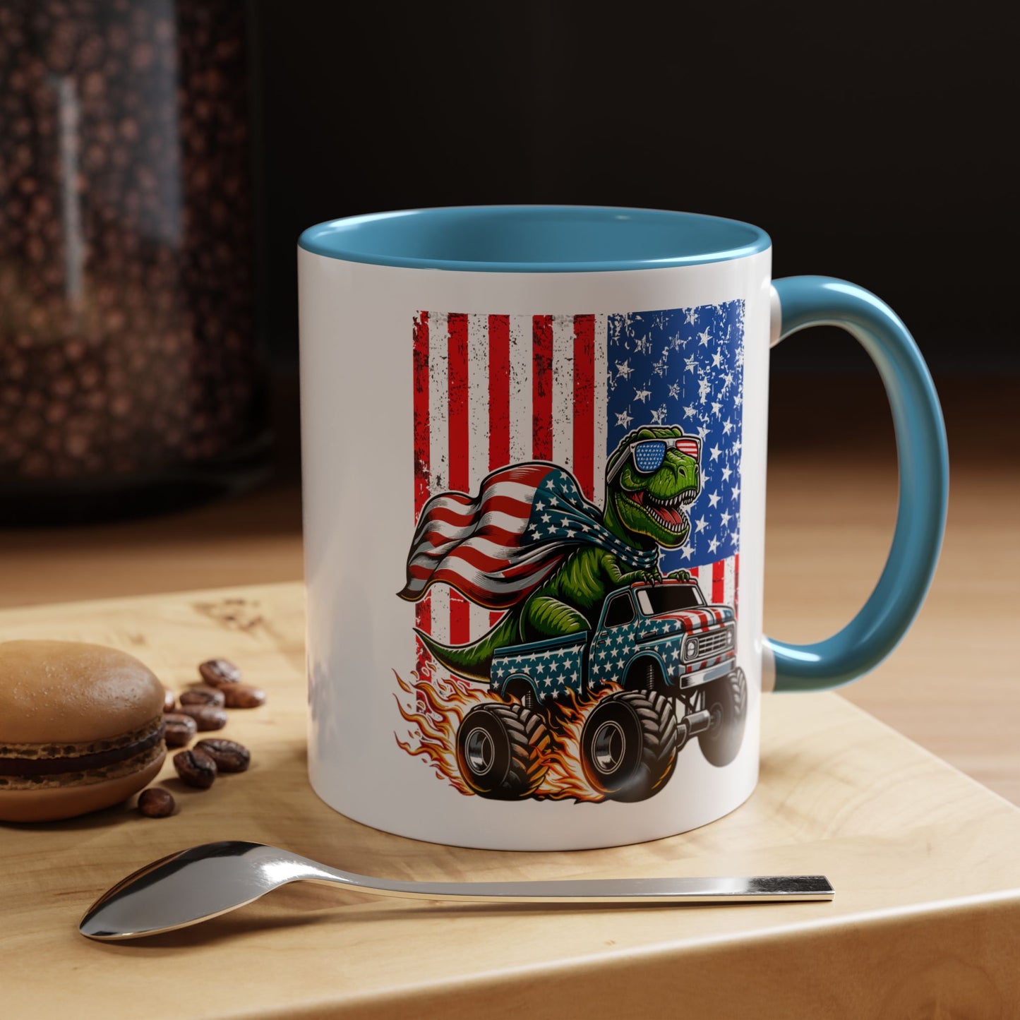 4th of July Mug - T Rex Riding Monster Truck