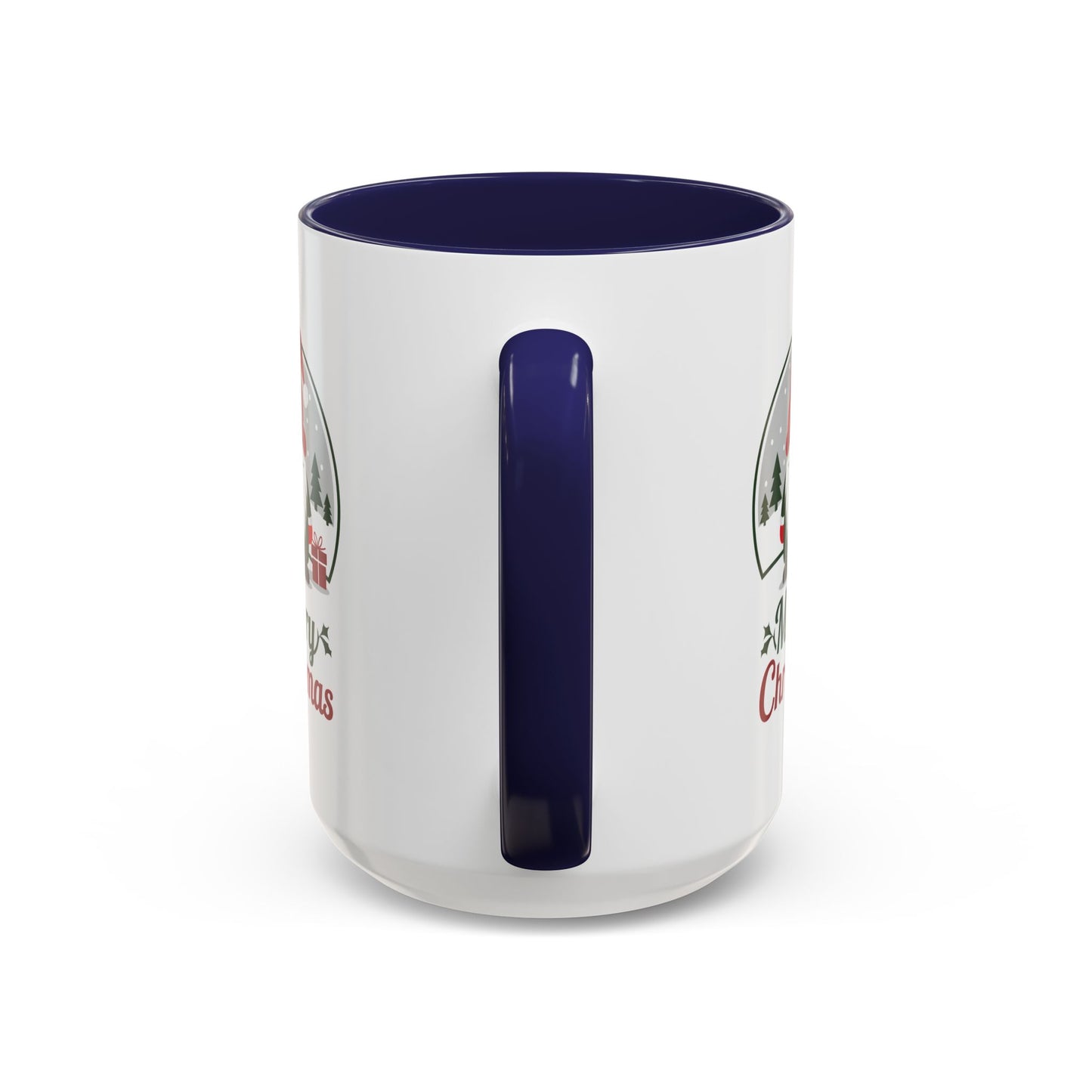 Christmas Mug - Merry Christmas Green & Red Text Gnome Present Trees