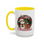 Christmas Mug - Merry Christmas Red Text Cat Presents Wreath