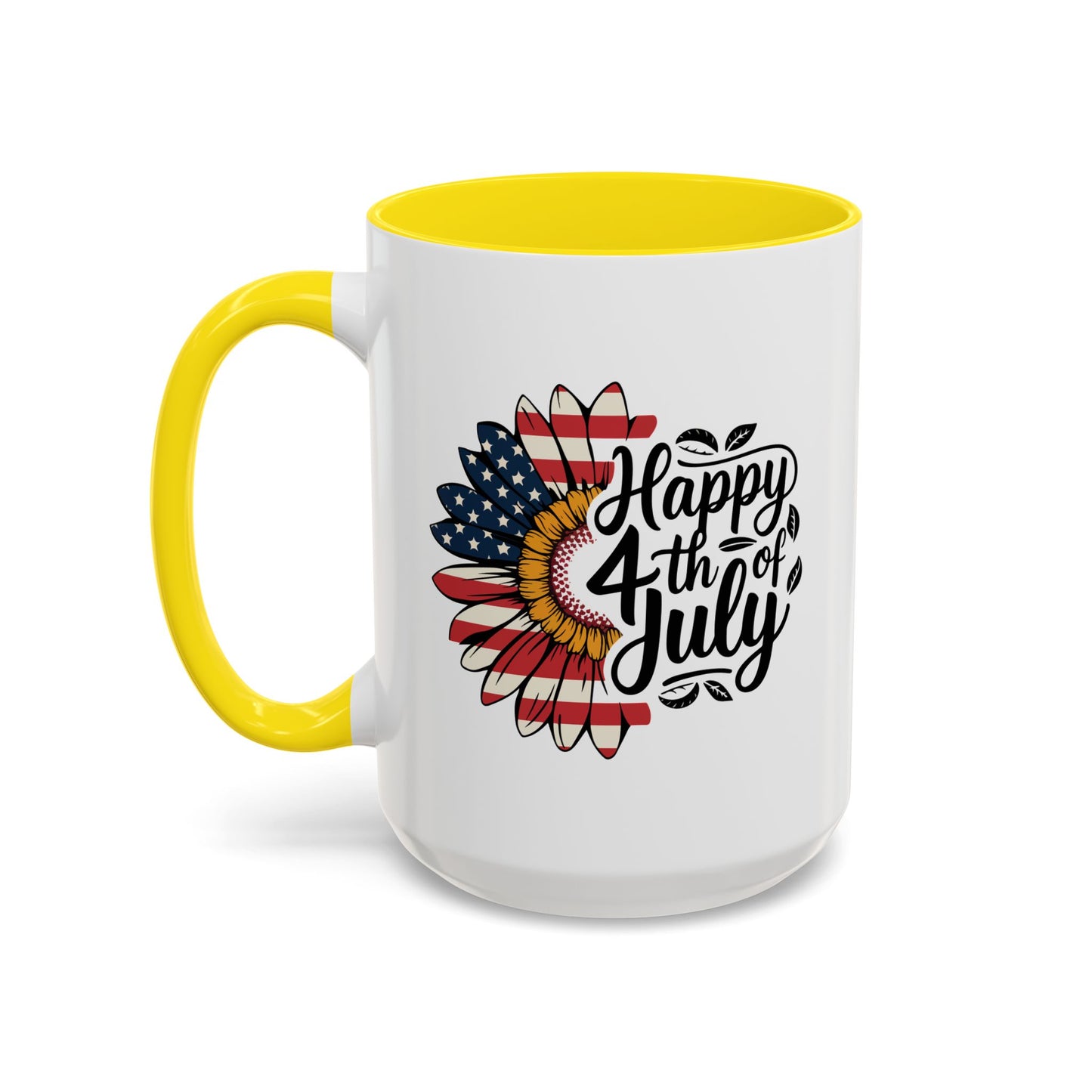 4th of July Mug - Happy 4th of July Sunflower USA Flag