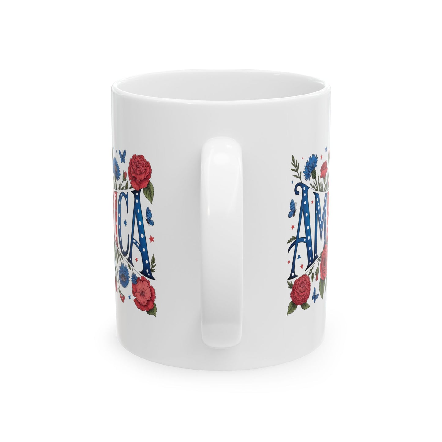 4th of July Mug - Patriotic Floral America