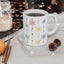 Christmas Mug - Green Yellow & Red Snowflakes Pattern