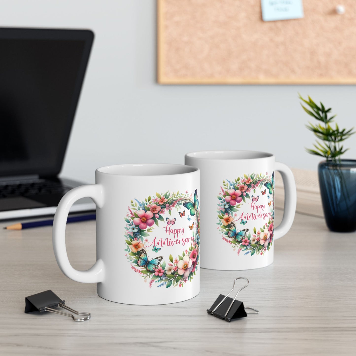 Anniversary Mug - Happy Anniversary Butterflies