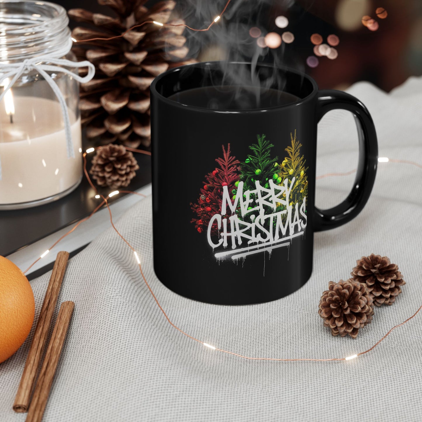 Christmas Mug - Merry Christmas White Text Graffiti