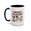 Christmas Mug - Red Green & Gold Text Reindeer Snowman Penguin