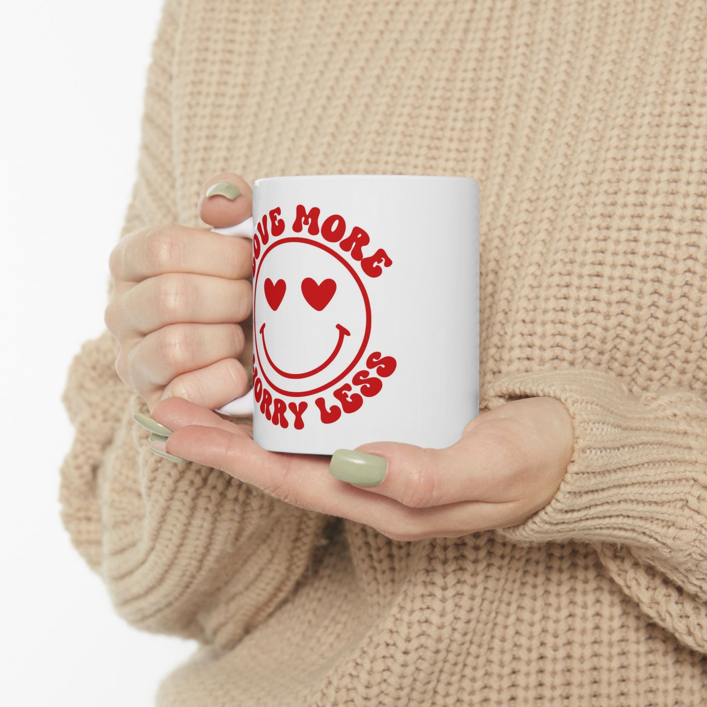 Wellness Mug - Love More Worry Less Smiley Face