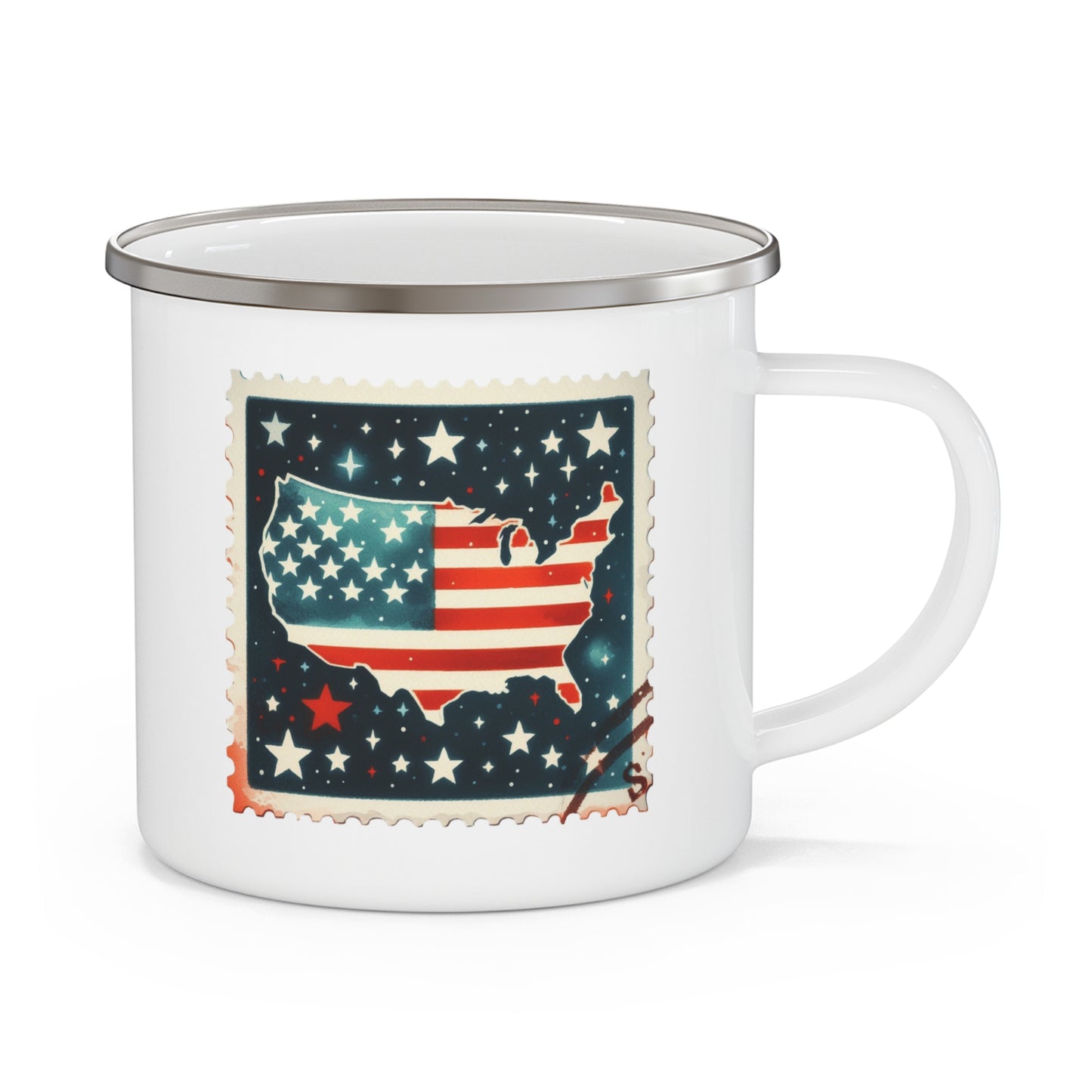4th of July Mug - America Landscape Stars Stamp