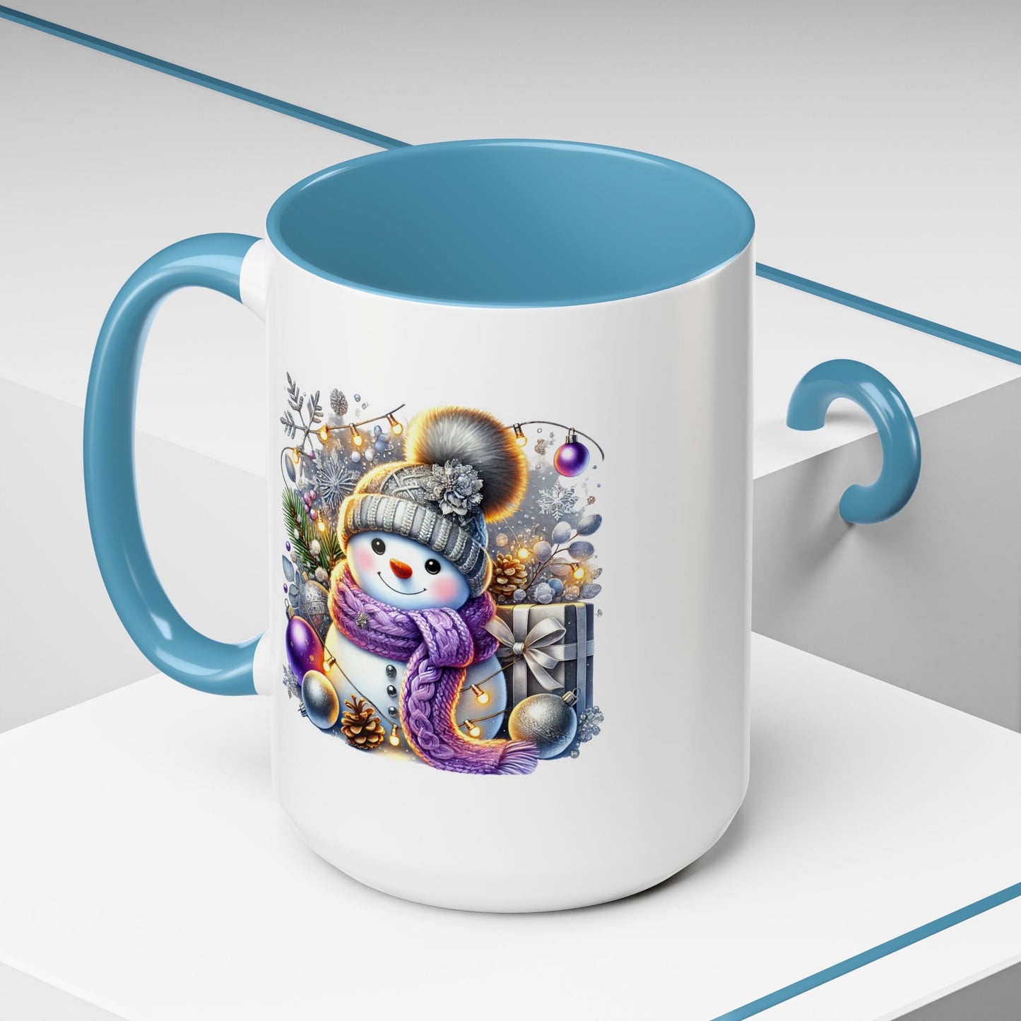 Christmas Mug - Purple and Silver Snowman