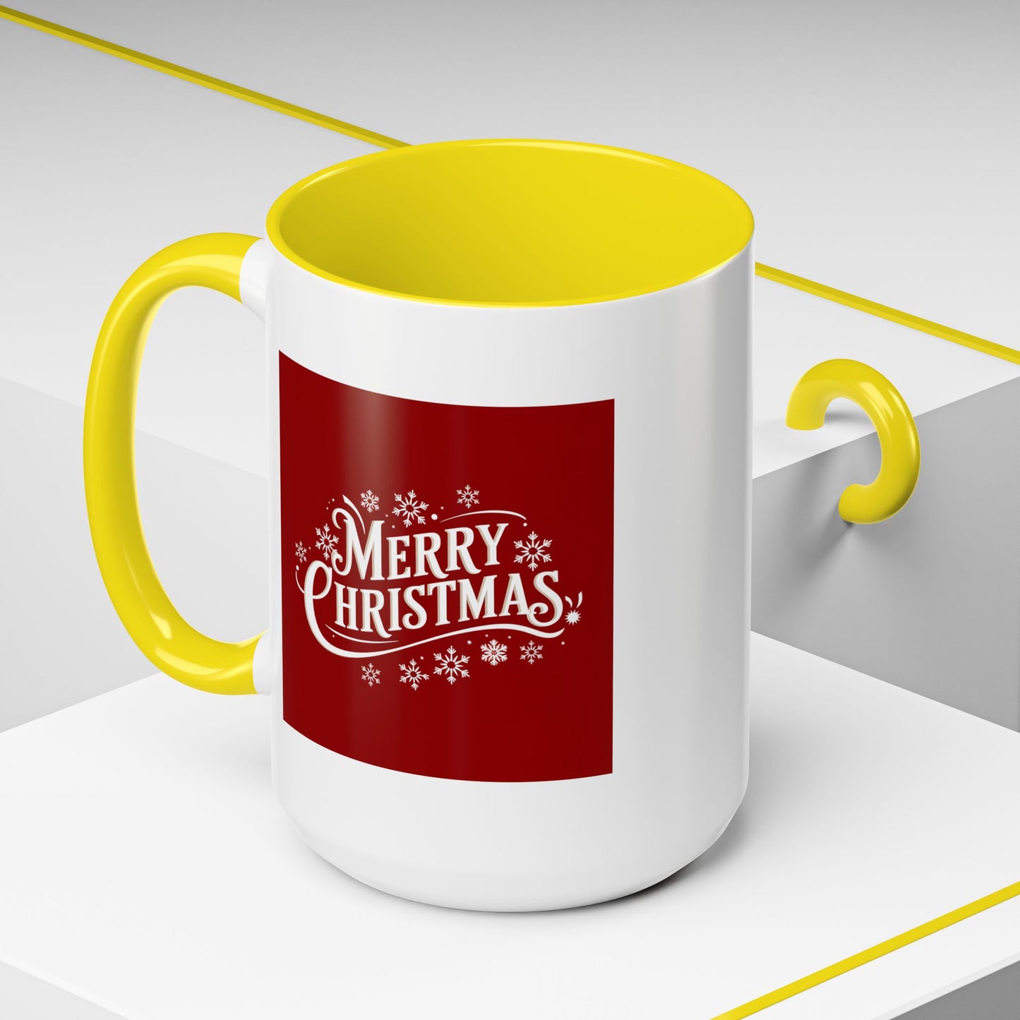 Christmas Mug - Merry Christmas White Text Maroon Background