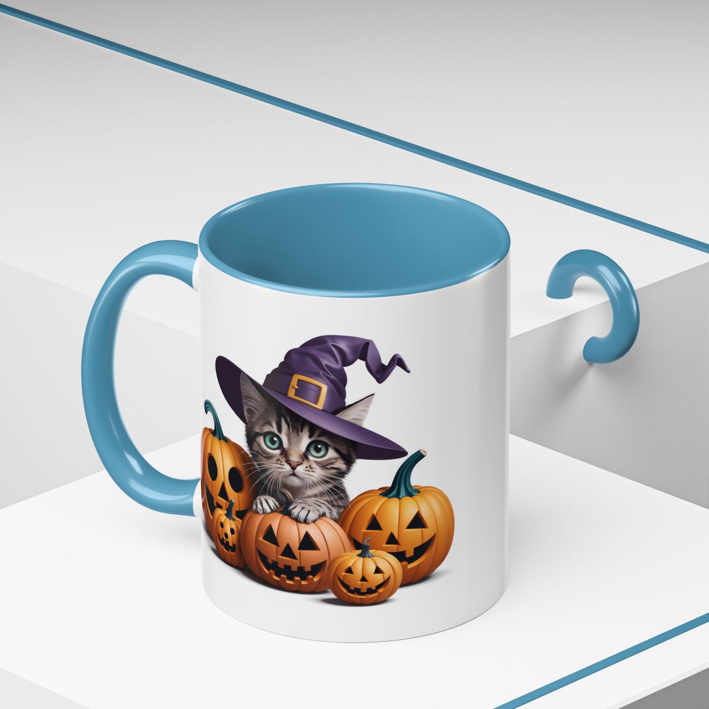 Halloween Mug - Witch Cat Hiding In Pumpkins