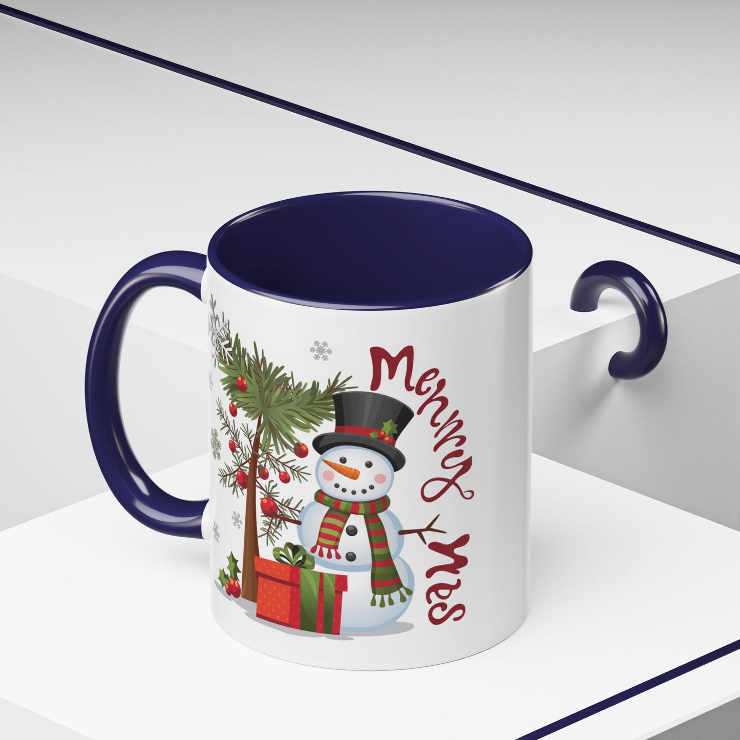 Christmas Mug - Merry Xmas Snowman Tree Present