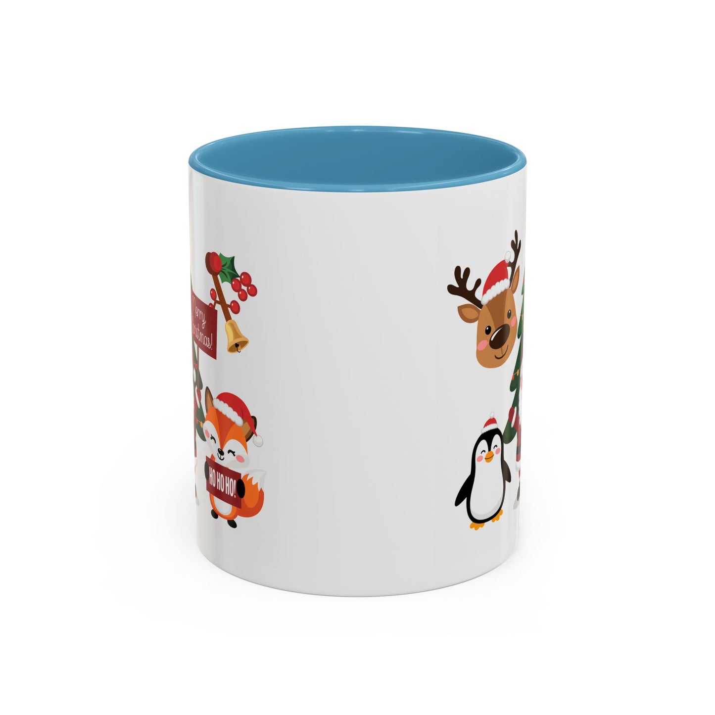 Christmas - Merry Christmas White Text Santa Reindeer Penguin Fox
