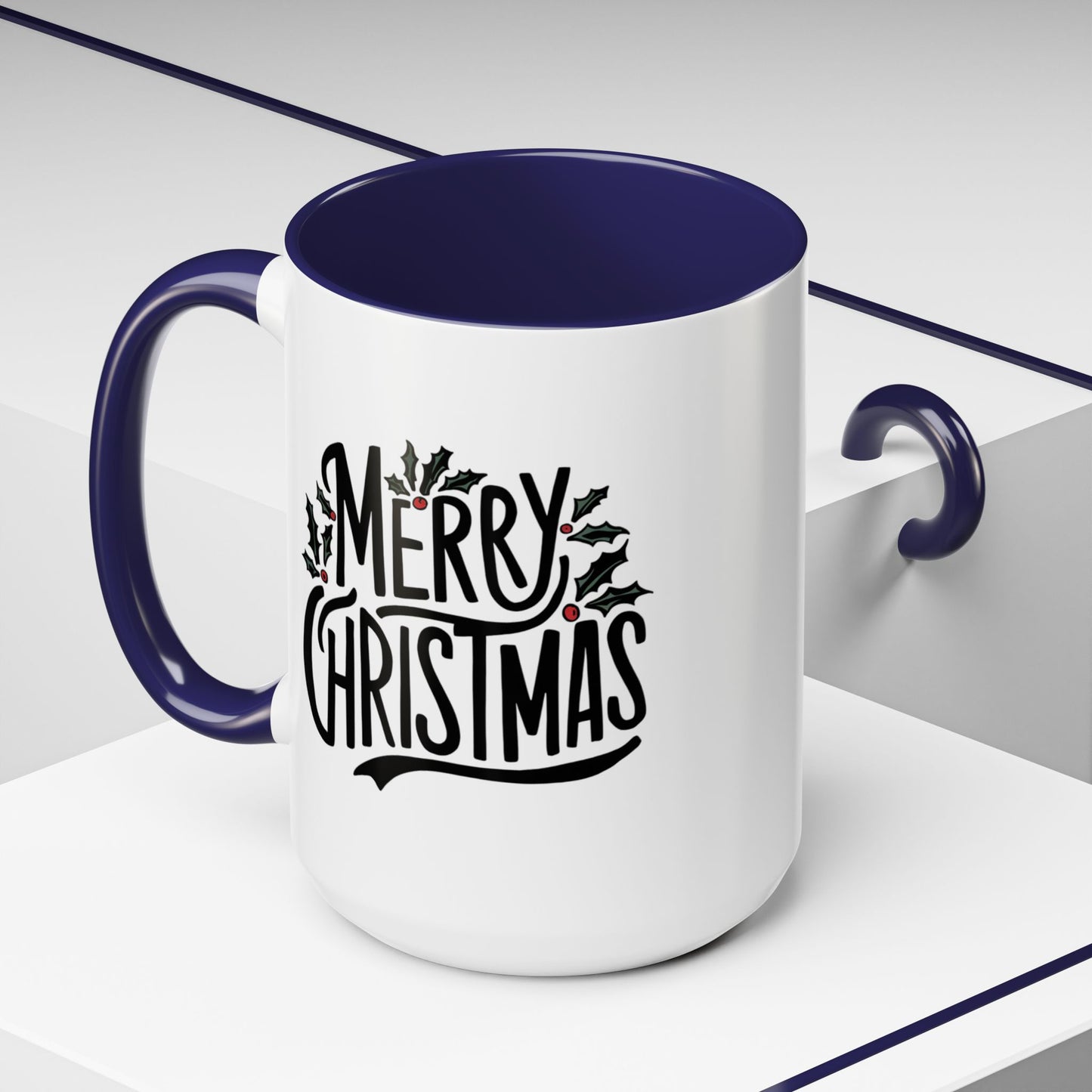 Christmas Mug - Merry Christmas Black Text Mistletoe