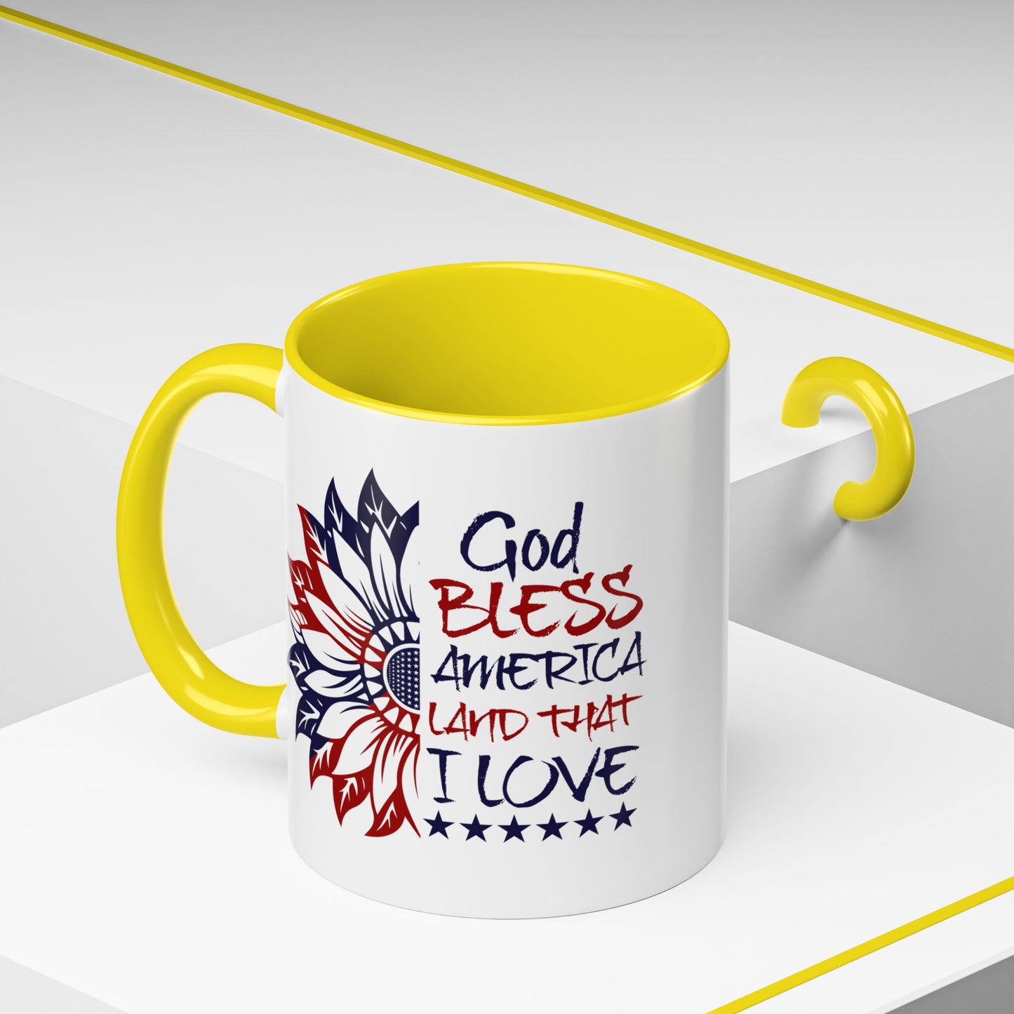 4th of July Mug - God Bless America Sunflower