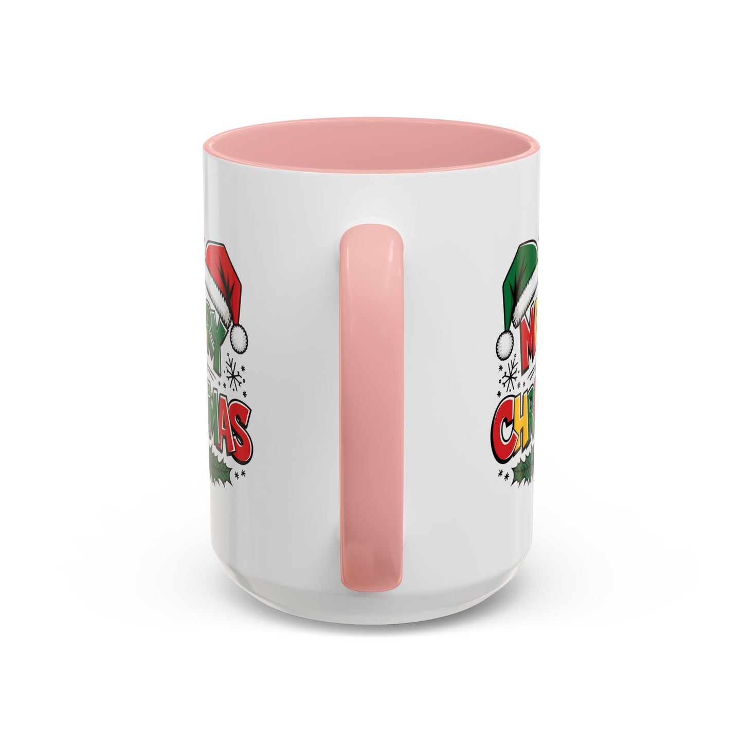 Christmas Mug - Merry Christmas Red Yellow & Green Text Green & Red Hat