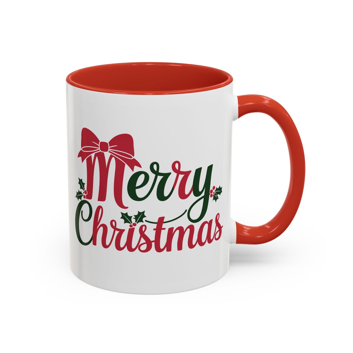Christmas Mug - Merry Christmas Red & Green Text Bow