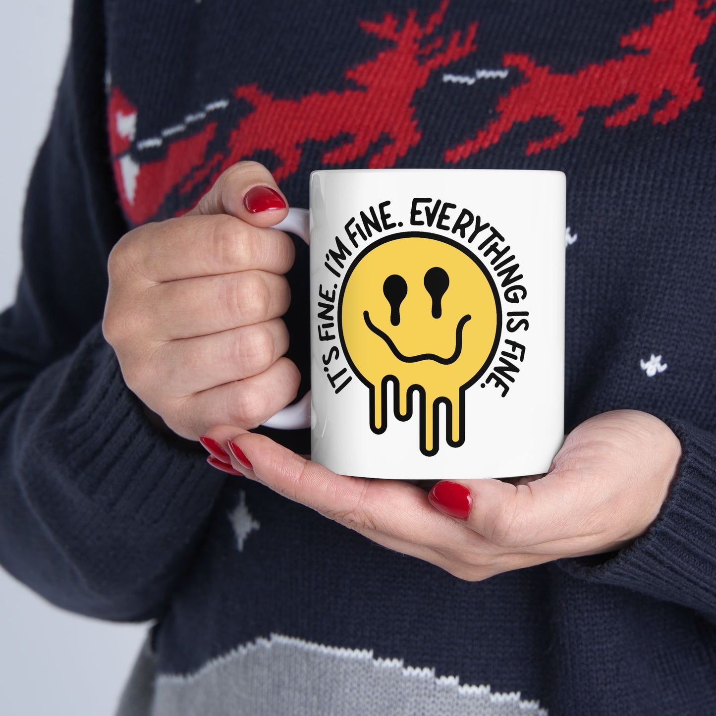 Humor Mug - It's Fine I'm Fine Everything is Fine Emoji