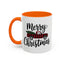 Christmas Mug - Merry Christmas Black Text Tartan Truck