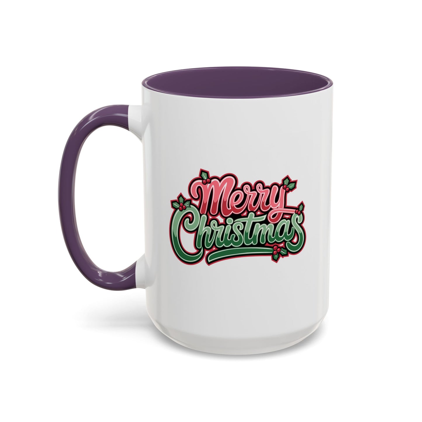 Christmas Mug - Merry Christmas Red & Green Text Mistletoe
