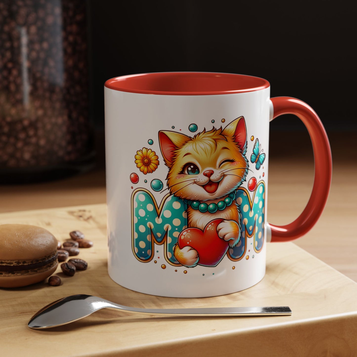 Mother's Day Mug - Mom Cat Red Heart