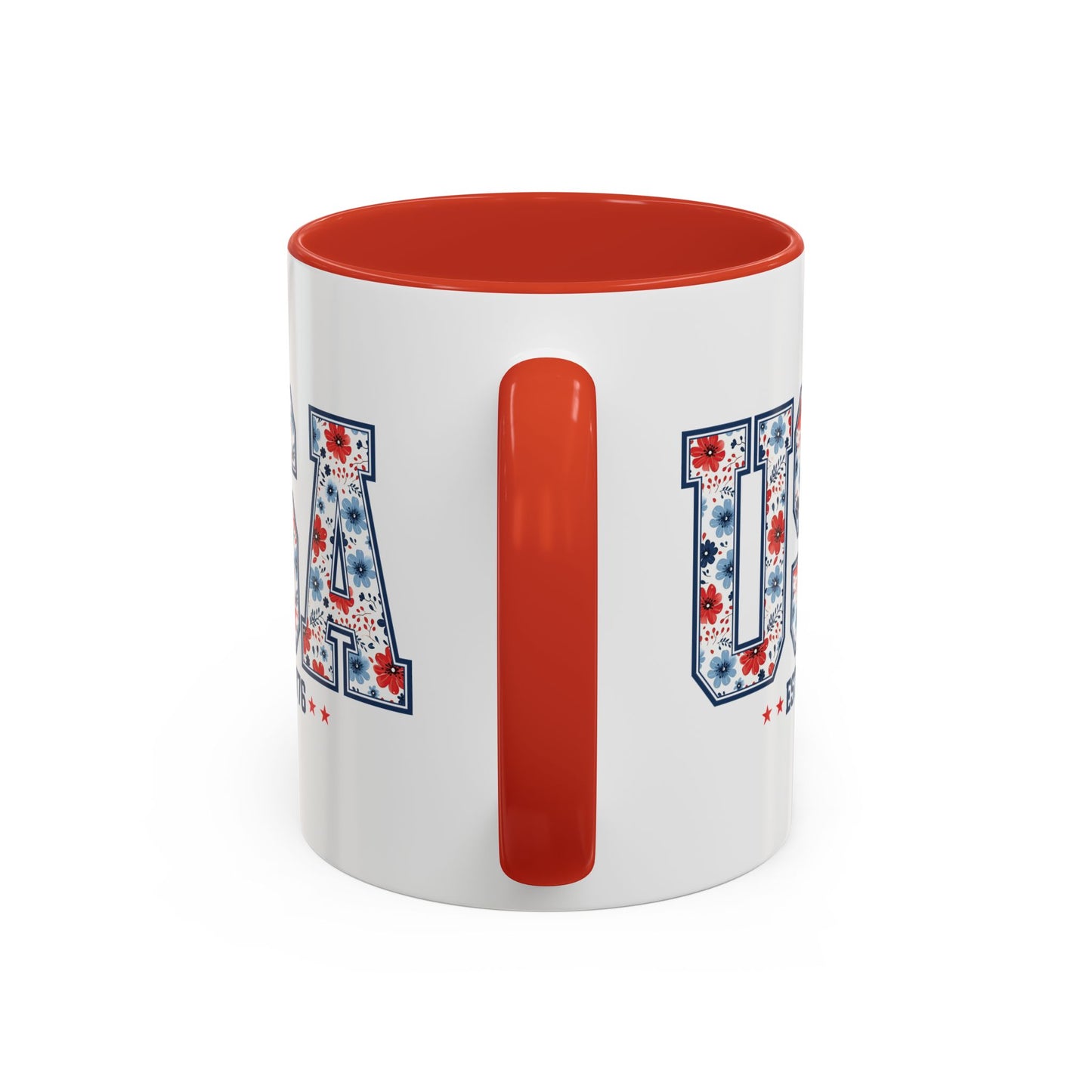4th of July Mug - USA EST 1776 Floral