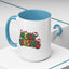 Christmas Mug - Merry Christmas Green Yellow & Red Text Hats