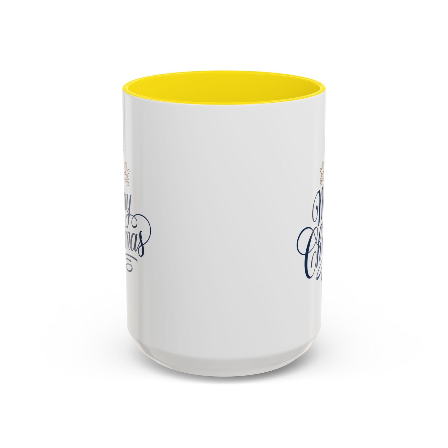 Christmas Mug - Merry Christmas Blue Text Gold Ornaments