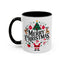 Christmas Mug - Merry Christmas Black Text Santa Reindeer Snowmen Ornaments