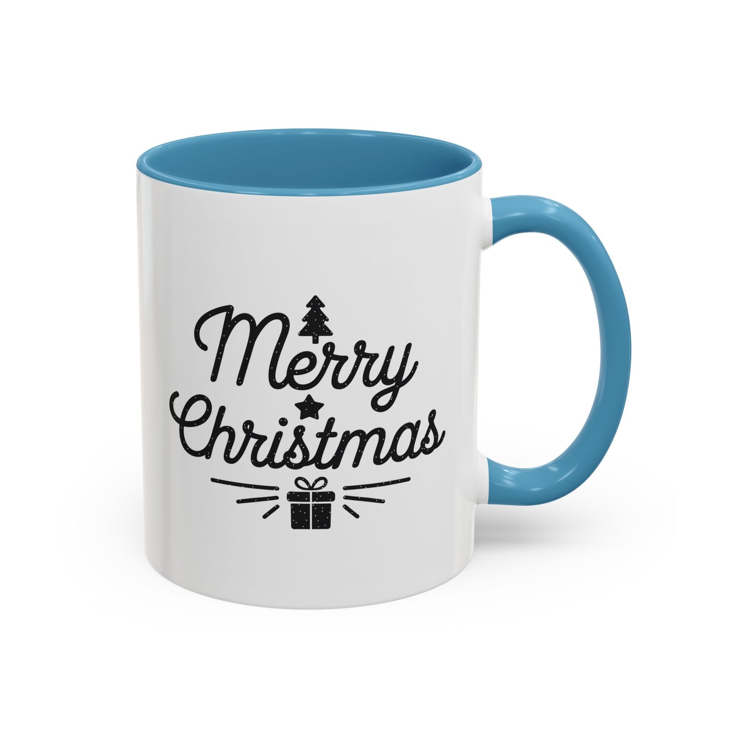 Christmas Mug - Merry Christmas Black Text Tree Star Present