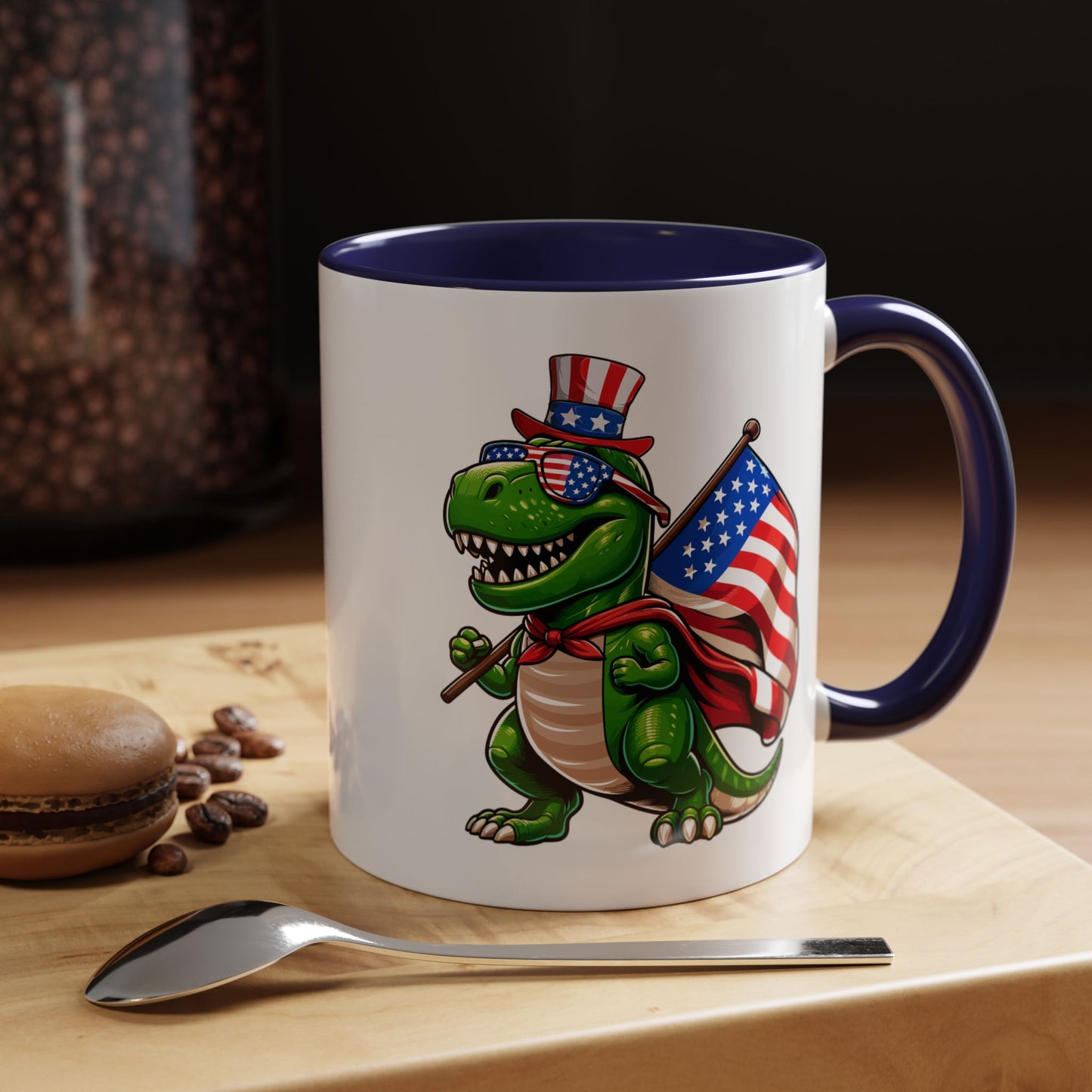 4th of July Mug - T Rex Dinosaur USA Flag
